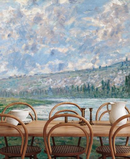 fine art wallpaper mural called The Seine at Vetheuil by Claude Monet