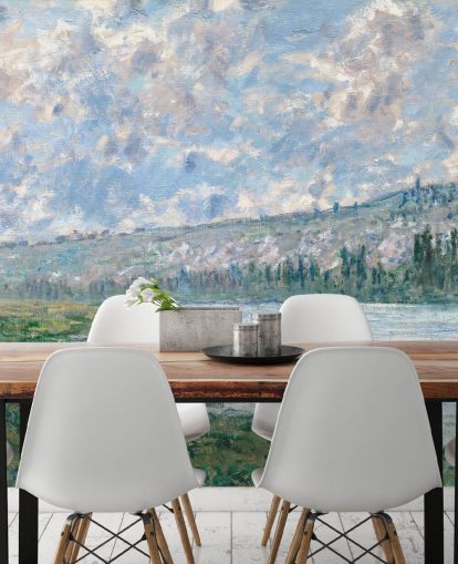 papier peint mural d'art intitulé La Seine à Vetheuil par Claude Monet