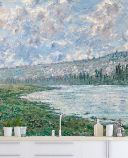 konsttapet väggmålning kallad Seinen på Vetheuil av Claude Monet konsttapet väggmålning kallad Seinen på Vetheuil av Claude Monet