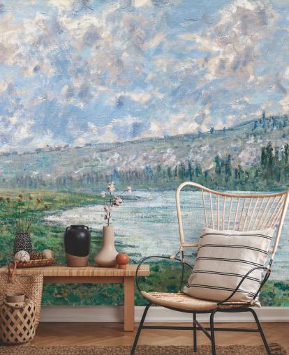 mural de papel de parede de belas artes chamado The Seine at Vetheuil por Claude Monet mural de papel de parede de belas artes chamado The Seine at Vetheuil por Claude Monet