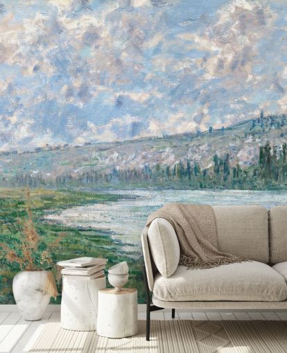 fine art wallpaper mural called The Seine at Vetheuil by Claude Monet fine art wallpaper mural called The Seine at Vetheuil by Claude Monet