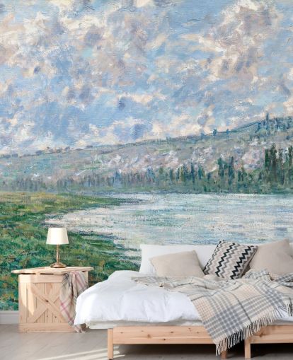 fine art wallpaper mural called The Seine at Vetheuil by Claude Monet