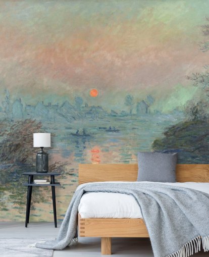 mural de papel pintado de bellas artes llamado Puesta de sol en el Sena en Lavacourt de Claude Monet mural de papel pintado de bellas artes llamado Puesta de sol en el Sena en Lavacourt de Claude Monet
