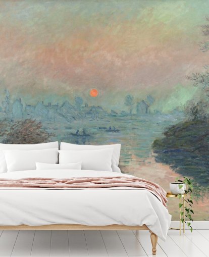 kunsttapet vægmaleri kaldet Solnedgang på Seinen ved Lavacourt af Claude Monet kunsttapet vægmaleri kaldet Solnedgang på Seinen ved Lavacourt af Claude Monet