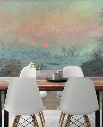 kunstbehang met de naam Sun setting on the Seine at Lavacourt van Claude Monet kunstbehang met de naam Sun setting on the Seine at Lavacourt van Claude Monet