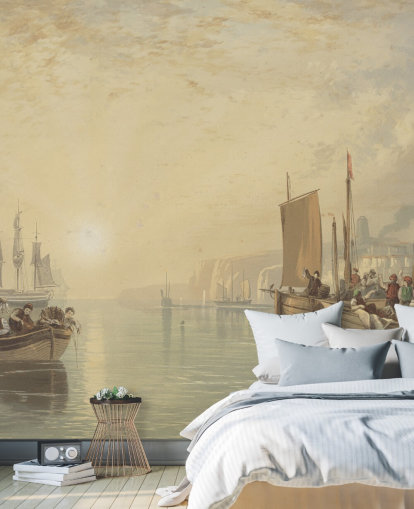 fine art wallpaper mural called Sunrise, Margate by J. M. W. Turner for bedrooms, living rooms and home offices