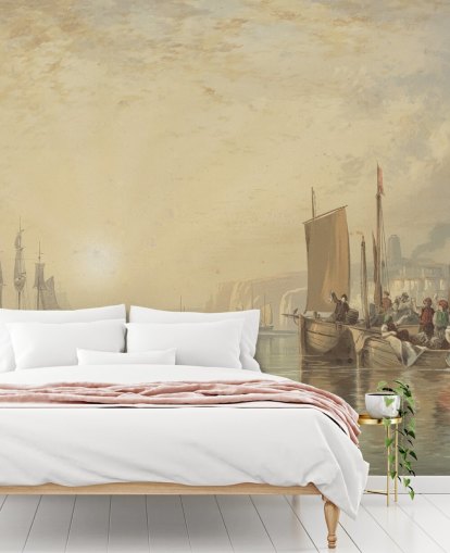 kunsttapet veggmaleri kalt Sunrise, Margate av J.M. W. Turner for soverom, stuer og hjemmekontorer kunsttapet veggmaleri kalt Sunrise, Margate av J.M. W. Turner for soverom, stuer og hjemmekontorer