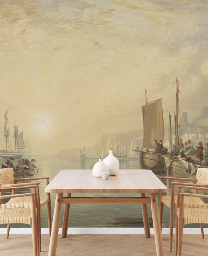 mural de papel pintado de bellas artes llamado Sunrise, Margate de J. M. W. Turner para dormitorios, salas de estar y oficinas en casa