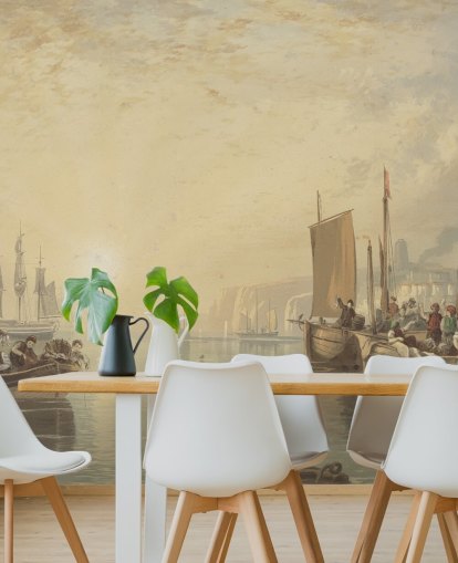 fine art wallpaper mural called Sunrise, Margate by J. M. W. Turner for bedrooms, living rooms and home offices