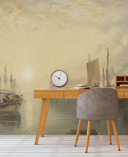 fine art wallpaper mural called Sunrise, Margate by J. M. W. Turner for bedrooms, living rooms and home offices