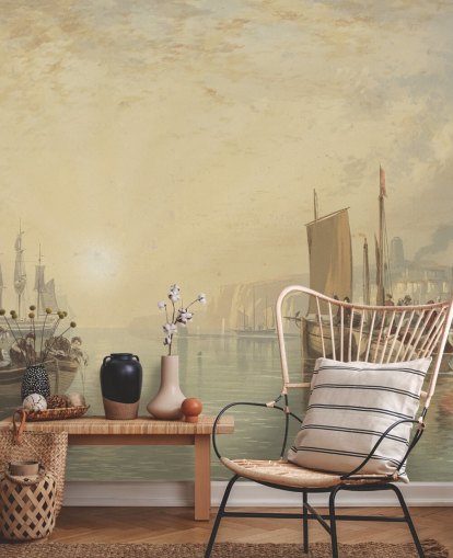 fine art wallpaper mural called Sunrise, Margate by J. M. W. Turner for bedrooms, living rooms and home offices