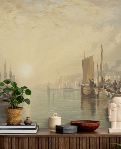 fine art wallpaper mural called Sunrise, Margate by J. M. W. Turner for bedrooms, living rooms and home offices