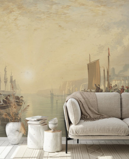 carta da parati fine art chiamata Sunrise, Margate di J. M. W. Turner per camere da letto, salotti e uffici domestici carta da parati fine art chiamata Sunrise, Margate di J. M. W. Turner per camere da letto, salotti e uffici domestici