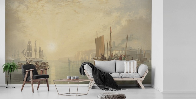 fine art wallpaper mural called Sunrise, Margate by J. M. W. Turner for bedrooms, living rooms and home offices