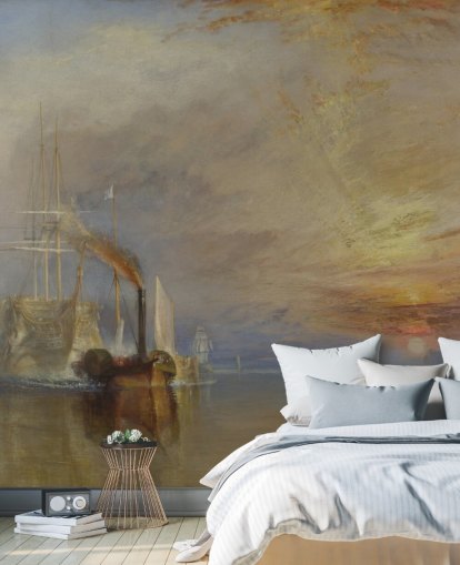 mural de papel de parede de belas artes chamado The Fighting Temeraire de J. M. W. Turner