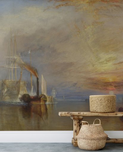 Taidetapetti seinämaalaus nimeltä The Fighting Temeraire, kirjoittanut J.M.W. Turner