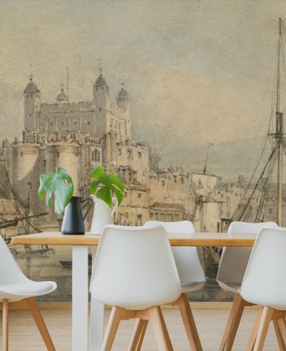 papier peint mural d'art intitulé La Tour de Londres par J. M. W. Turner pour les chambres et les bureaux à domicile