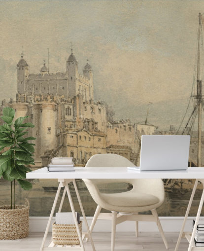 papier peint mural d'art intitulé La Tour de Londres par J. M. W. Turner pour les chambres et les bureaux à domicile