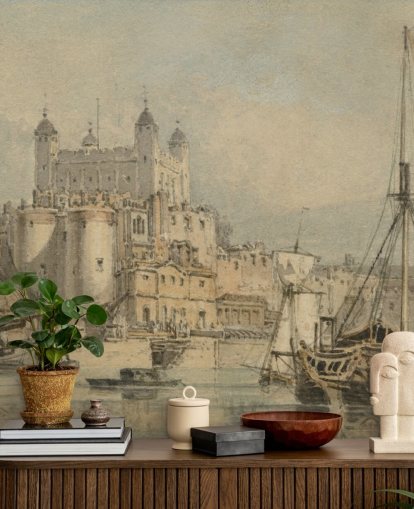 carta da parati fine art chiamata The Tower of London di J. M. W. Turner per camere da letto e uffici domestici carta da parati fine art chiamata The Tower of London di J. M. W. Turner per camere da letto e uffici domestici