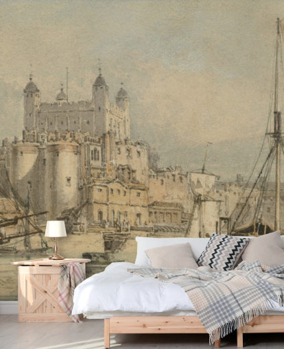 fine art wallpaper mural called The Tower of London by J. M. W. Turner for bedrooms and home offices