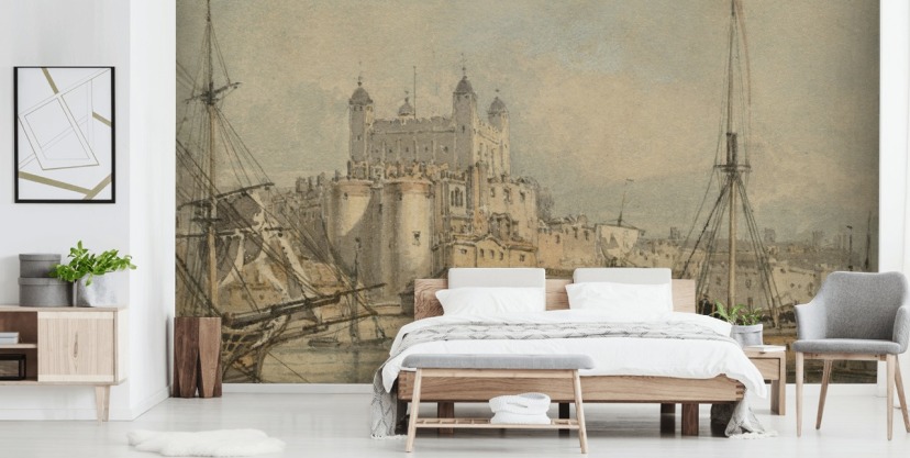 fine art wallpaper mural called The Tower of London by J. M. W. Turner for bedrooms and home offices