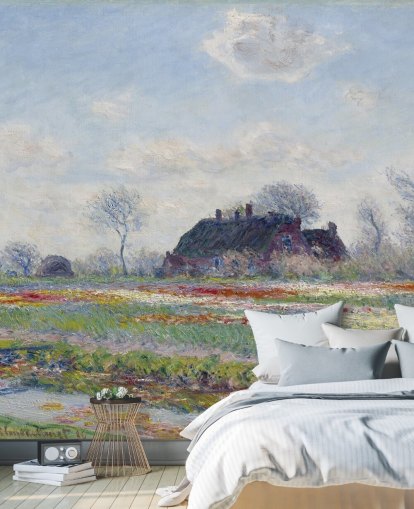 monet wallpaper mural called Tulip Fields at Sassenheim by Claude Monet for bedrooms and lounges