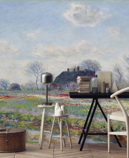monet tapetväggmålning kallad Tulip Fields at Sassenheim av Claude Monet för sovrum och lounger