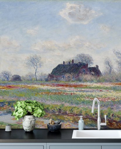 mural de papel pintado de Monet llamado Tulip Fields at Sassenheim de Claude Monet para dormitorios y salones