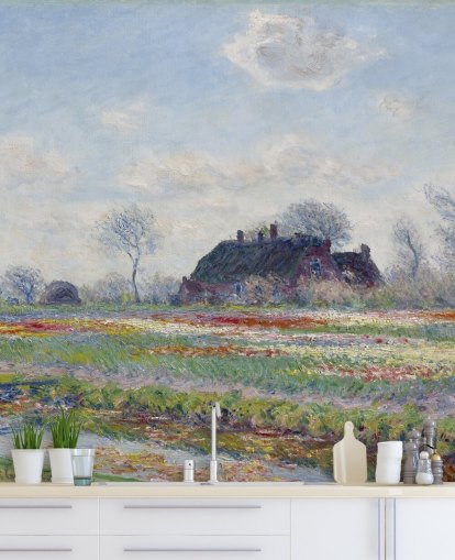 mural de papel pintado de Monet llamado Tulip Fields at Sassenheim de Claude Monet para dormitorios y salones mural de papel pintado de Monet llamado Tulip Fields at Sassenheim de Claude Monet para dormitorios y salones
