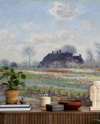 mural de papel de parede monet chamado Tulip Fields at Sassenheim de Claude Monet para quartos e salões