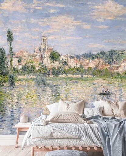 mural de pared de bellas artes llamado Vetheuil in Summer de Claude Monet para salas de estar y comedores