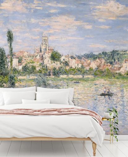 mural de pared de bellas artes llamado Vetheuil in Summer de Claude Monet para salas de estar y comedores