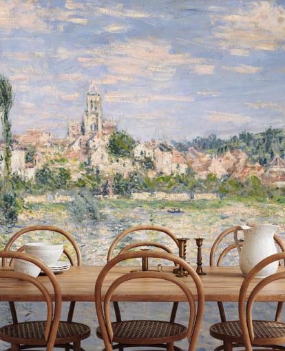 kunstvægmaleri kaldet Vetheuil in Summer af Claude Monet til stuer og spisestuer kunstvægmaleri kaldet Vetheuil in Summer af Claude Monet til stuer og spisestuer