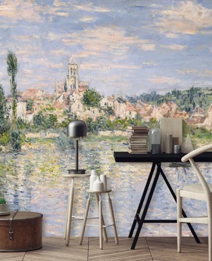 konstväggmålning som heter Vetheuil in Summer av Claude Monet för vardagsrum och matsalar konstväggmålning som heter Vetheuil in Summer av Claude Monet för vardagsrum och matsalar