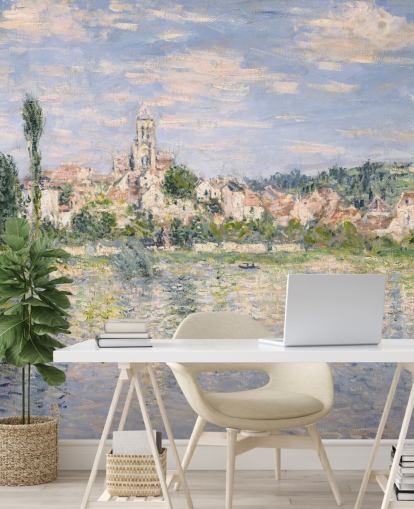 kunstveggmaleri kalt Vetheuil in Summer av Claude Monet for stuer og spiserom