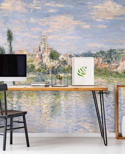 fresque murale d'art intitulée Vetheuil en été par Claude Monet pour les salons et les salles à manger