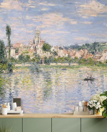 mural de pared de bellas artes llamado Vetheuil in Summer de Claude Monet para salas de estar y comedores