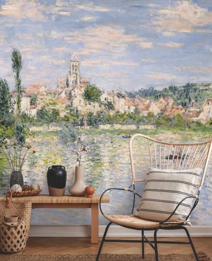 mural de pared de bellas artes llamado Vetheuil in Summer de Claude Monet para salas de estar y comedores