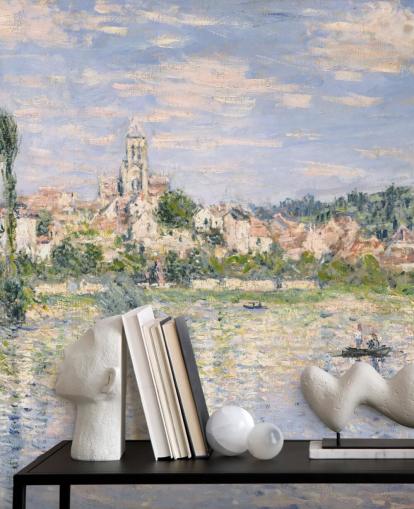 fresque murale d'art intitulée Vetheuil en été par Claude Monet pour les salons et les salles à manger