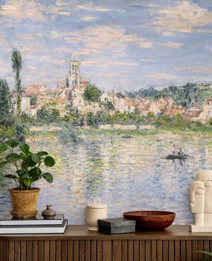fine art wall mural called Vetheuil in Summer by Claude Monet for living rooms and dining rooms