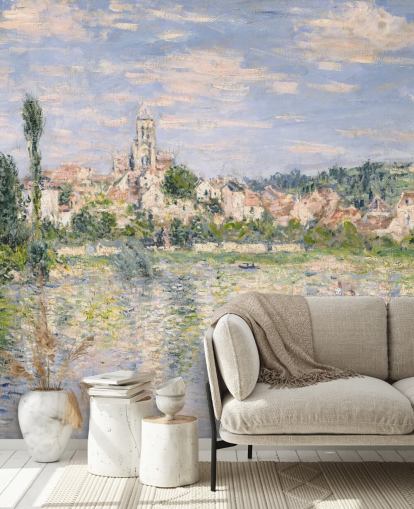 mural de pared de bellas artes llamado Vetheuil in Summer de Claude Monet para salas de estar y comedores