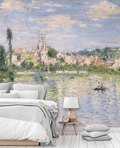 konstväggmålning som heter Vetheuil in Summer av Claude Monet för vardagsrum och matsalar