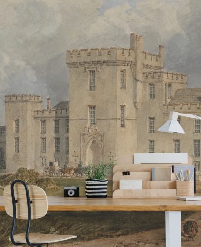 kunstmuurschildering genaamd View of Hampton Court door J.M. W. Turner 