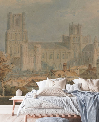 murale d'arte chiamato View of Ely Cathedral di J. M. W. Turner per camere da letto e salotti