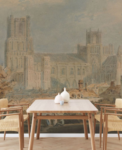 Kunstmalerei mit dem Titel View of Ely Cathedral von J. M. W. Turner für Schlafzimmer und Wohnzimmer Kunstmalerei mit dem Titel View of Ely Cathedral von J. M. W. Turner für Schlafzimmer und Wohnzimmer
