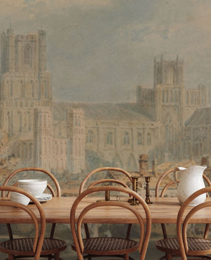 J. M. W. Turnerin taide-seinämaalaus nimeltä View of Ely Cathedral makuuhuoneisiin ja olohuoneisiin J. M. W. Turnerin taide-seinämaalaus nimeltä View of Ely Cathedral makuuhuoneisiin ja olohuoneisiin