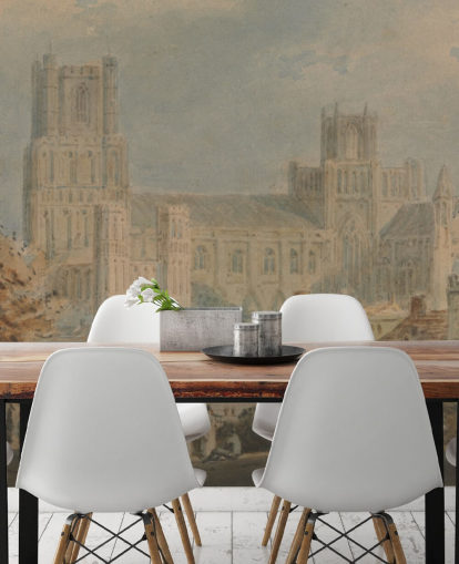 fine art wall mural called View of Ely Cathedral by J. M. W. Turner for bedrooms and living rooms fine art wall mural called View of Ely Cathedral by J. M. W. Turner for bedrooms and living rooms