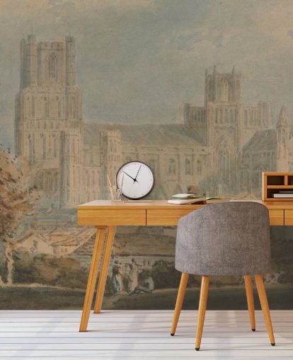 fine art wall mural called View of Ely Cathedral by J. M. W. Turner for bedrooms and living rooms fine art wall mural called View of Ely Cathedral by J. M. W. Turner for bedrooms and living rooms