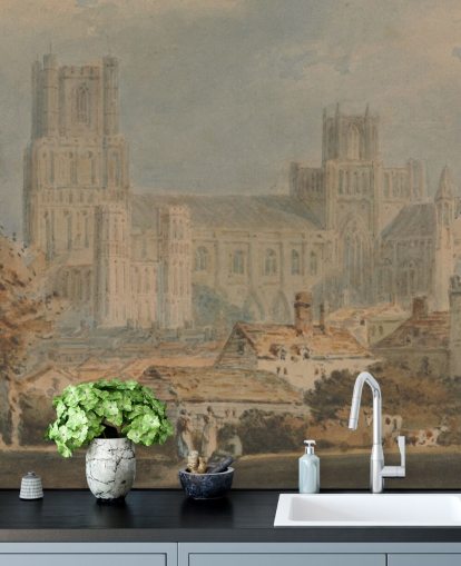 Kunstmalerei mit dem Titel View of Ely Cathedral von J. M. W. Turner für Schlafzimmer und Wohnzimmer Kunstmalerei mit dem Titel View of Ely Cathedral von J. M. W. Turner für Schlafzimmer und Wohnzimmer