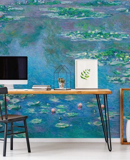 fine art muurschildering genaamd Water Lilies van Claude Monet voor slaapkamers en woonkamers